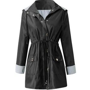 Rain Jacket Women Waterproof Long Sleeve Raincoat Outdoor Active Hiking Medium.